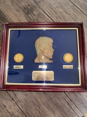 JFK COINS 1990 Framed copper plaque